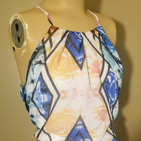Lily Rose Halter Style Abstract Maxi Dress Sz Sm - Picture 4 of 6